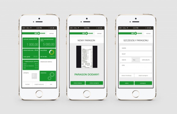 Aplikacja Getin Mobile z opcją przechowywania paragonów