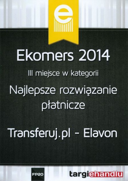 Transferuj.pl i Elavon nagrodzone tytułem Ekomers 2014