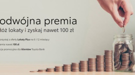 Nawet 100 zł premii za założenie lokat w Toyota Bank BIZNES, Finanse - Toyota Bank Polska rusza ze swoją najnowszą akcją promocyjną „Podwójna premia za lokaty”. W ramach akcji, klienci którzy założą Lokatę Plus na 6 lub 12 miesięcy, mogą otrzymać premię pieniężną w wysokości do 100 zł. Z akcji można skorzystać do 15 stycznia 2021 roku.